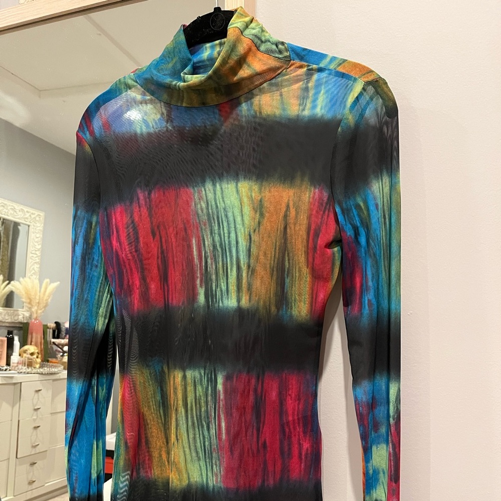 LIKE NEW AFRM Tye Dye Sheer Long Sleeve top